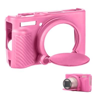 Imagem de Capa de silicone câmara para Canon, capa câmara digital estojo para câmara digital com cobertura de lente removível compatível com Canon câmara SX730/SX740 (rosa)