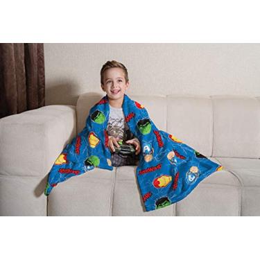 Imagem de Manta Fleece de Sofá Solteiro Estampada Avengers 1,25m x 1,50m Com 1 peça - Produto Importado, Lepper, Azul