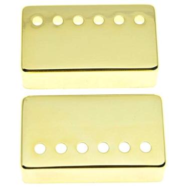 Imagem de Dopro Conjunto de 2 capas de captador de guitarra Humbucker de metal de latão para captador Humbucker 50 mm/52 mm espaçamento de poste para Epiphone Les Paul Gold