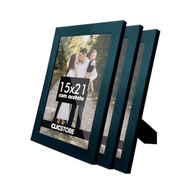 Imagem de Kit 3 Porta Retrato 15x21 A5 Acetato Fotos Moldura Aparador Decoração Quadro (Preto)
