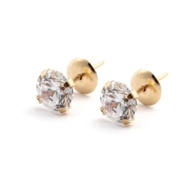 Imagem de Brinco de Ouro 18k Zircônia de 6mm Adulto Cálice - opções de cores - A
