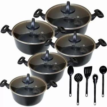 Imagem de Jogo De Panelas 5 Peças Teflon Com Antiaderente + 5 Espátulas de Nylon