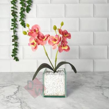 Imagem de Vaso Transparente com Arranjo Flor de Orquídea Artificial - Melhores O