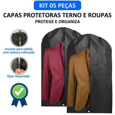 Imagem de Kit Com 05 Porta Terno e Roupas com Zíper TNT Impermeável Capa Terno V