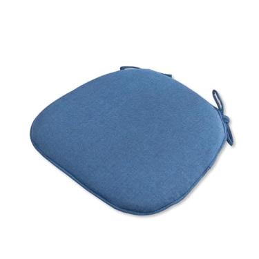 Imagem de DSUTMLE Almofada de assento antiderrapante com laços almofada de cadeira de linho de algodão quatro estações cor sólida respirável cor sólida almofada para cadeira de escritório, cadeira de mesa