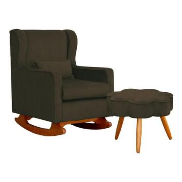 Imagem de Poltrona C/ Puff Balanço Amamentação Aurora Suede Marrom - LM DECOR