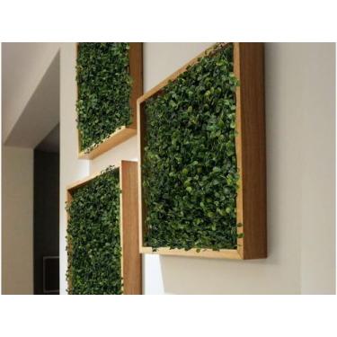 Imagem de 12 Placas de Buxinho Artificial 25x25 cm para Decoração de Paredes Ver