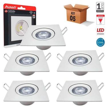 Imagem de Kit Spot Led Embutir Supimpa 5w Quadrado Bivolt Branca Avant, Bivolt