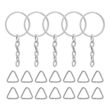 Imagem de Kit Completo Argolas Com Elo Para Chaveiro Branco 100 Unidades