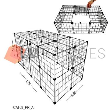 Imagem de Cercadinho Aramado Preto com Teto Para Pet - 1,20 X 0,60 X 0,60m - LM 