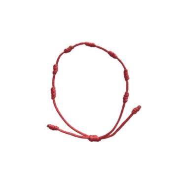 Imagem de Pulseira adulto unissex 7 nós vermelho - feito a mão - fio acetinado 0