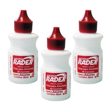 Imagem de Kit 3 Tinta Almofada Carimbo Vermelha 40ml Alto Rendimento - Radex