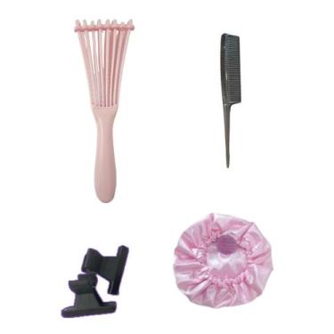 Imagem de Kit Escova Polvo para Desembaraçar Cabelos com 02 Presilhas e Pente Mu