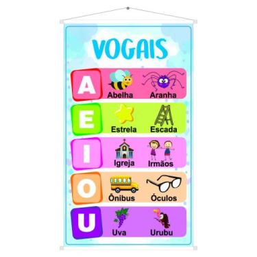 Imagem de Banner Pedagógico Vogais Ilustrado Material Didático Infantil - OC SHO