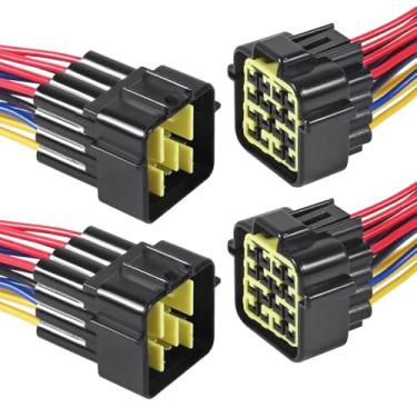 Imagem de 2 conjuntos de conectores de fio elétrico à prova d'água de 16 pinos 16 AWG 16 fios macho e fêmea, conector de fio de desconexão rápida à prova d'água Plug and Play para carros, caminhões,