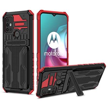 Imagem de Bohefo Capa para Moto G30/Moto G10/Moto G20 XT2129-1 XT2127-2 Capa com carteira removível para cartão, suporte integrado à prova de choque capa protetora para celular para Motorola Moto G30 Vermelho