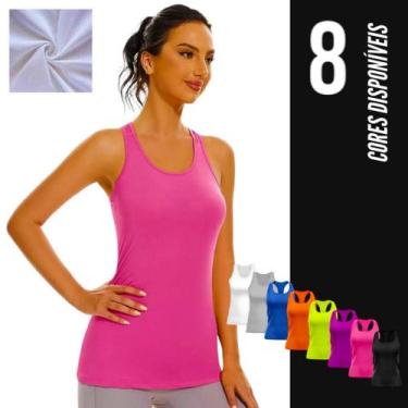 Imagem de Camiseta REGATA MALHA FRIA POLIAMIDA feminina Dry Fit tecido furadinho