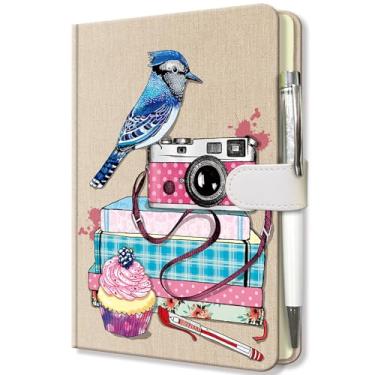 Imagem de DWIYITTN Caderno de diário forrado, cadernos de capa dura com fecho magnético e caneta, diário pessoal de 192 páginas, para mulheres e meninas, 19 x 13,5 cm, pássaro zombador