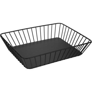 Imagem de BANDEJA DECORATIVA FRUTEIRA CENTRO DE MESA ORGANIZADORA HOME&CO METAL 6x30x24cm PRETO