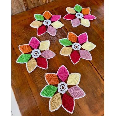Imagem de Kit 5 Toalhinhas De Chá Folhas De Uva 25cm - Maria Croche Veronez, Ton