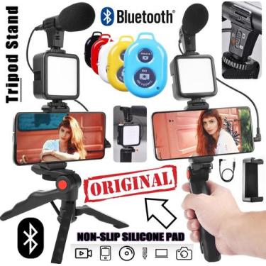 Imagem de Kit Youtuber Tripé Filmagem Apoio Celular Câmera Luz Led Flash Foto Se