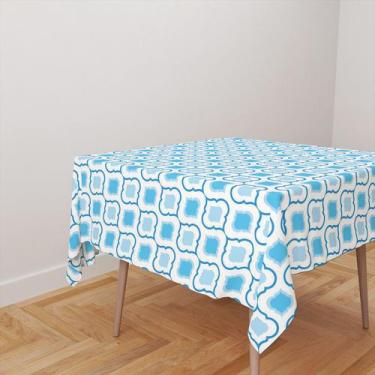 Imagem de Toalha De Mesa Quadrada 4 Lugares Tecido Oxford Estampa Formas Tons de