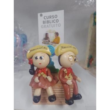 Imagem de Tijolinho porta recado Lampião e Maria bonita - Artesnal