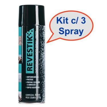 Imagem de Kit 3 spray Borracha Líquida Impermeabilizante Revestik 400ml Preto