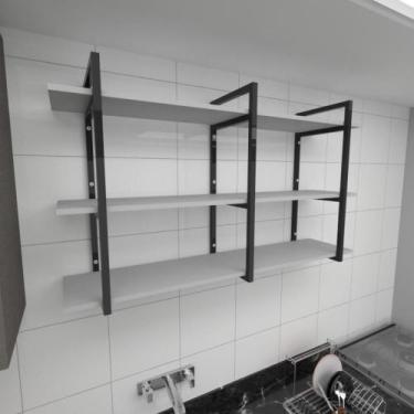 Imagem de Prateleira industrial para cozinha aço cor preto prateleiras 30cm cor 