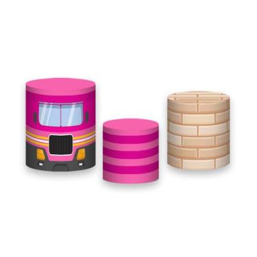 Imagem de Trio De Capa Cilindro - Bombeira Cute Rosa 012 - Via Cores