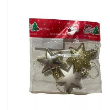Imagem de Enfeite Para Pendurar Estrelas Douradas 5cm 3 Unidades - hai brasil
