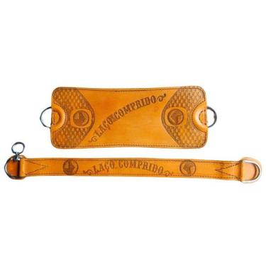 Imagem de Travessão e chincha para laço comprido inox 100% couro - SELARIA SERRA