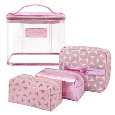 Imagem de Necessaire Feminina 4 Peças Viagem Jacki Design Glitz, Rosa