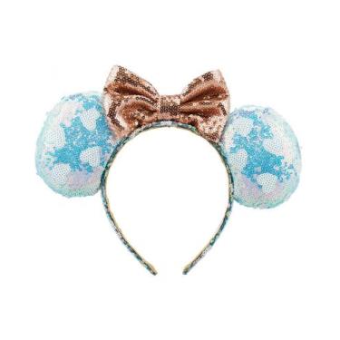 Imagem de Tiara Laço Rosê Orelhas Azul Lantejoulas Minnie Disney - Taimes