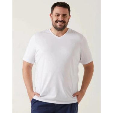 Imagem de Camiseta Básica Masculina Malwee Plus Size Gola V Ref. 87848, Branco, 
