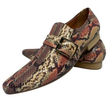 Imagem de Sapato Masculino Italiano Em Couro Dourado Executivo Cobra Ref: D631 -