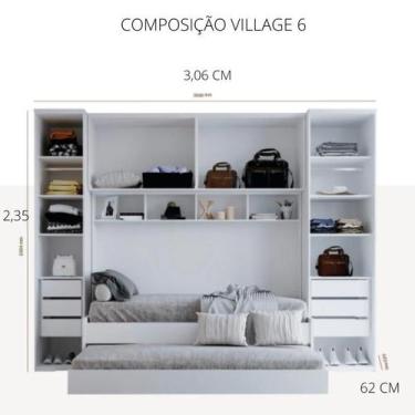 Imagem de Conjunto modulado composição village 6 robel 100% mdf branco - Village