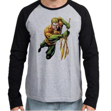 Imagem de Camiseta Manga Longa blusa Aquaman loiro - Empório Dutra, M  adulto