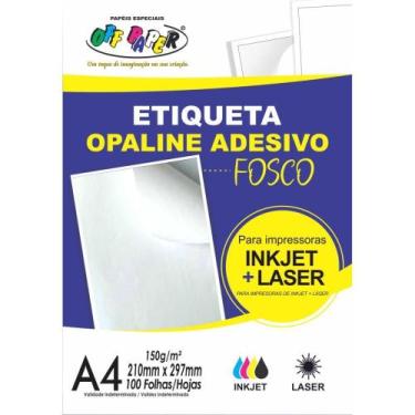 Imagem de Papel Opaline A4 Branco Fosco Adesivo - Pacote com 100 Folhas - OFF Pa