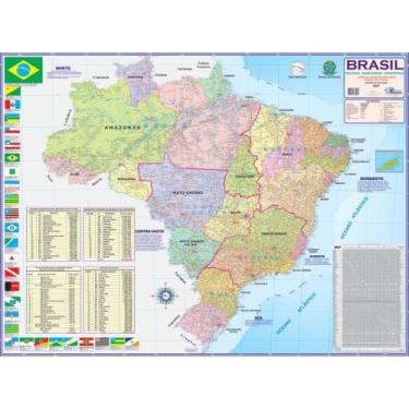 Imagem de Mapa Periódico Brasil Político Rodoviário 120CM X 90CM - Multimapas
