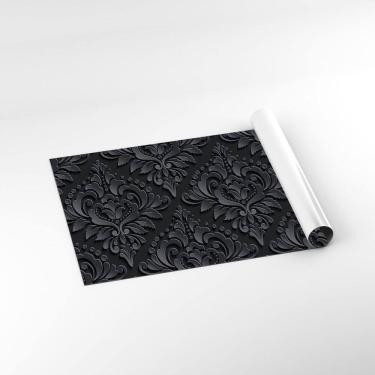 Imagem de Papel De Parede Adesivo Azulejo Arabesco Preto 2,80M