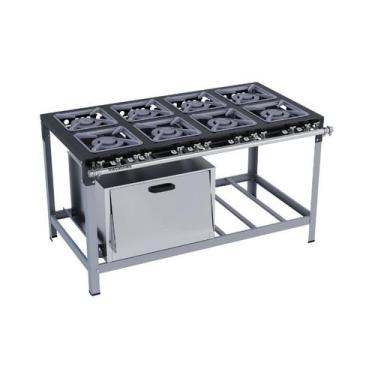 Imagem de Fogão Industrial 8 Bocas Duplas 30X30 com Forno Luxo Metalmaq, Gás de 