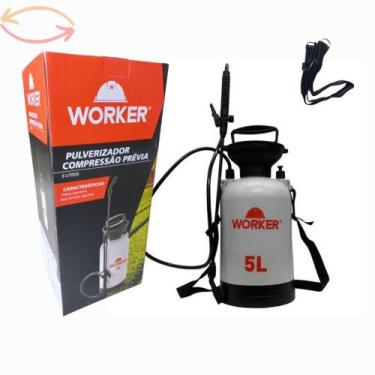 Imagem de Pulverizador Manual Pressão 5 Litros Worker 5l Borrifador,  Cinza