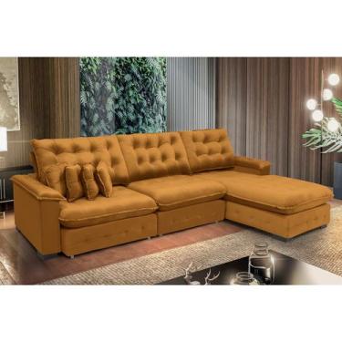 Imagem de Sofá Berlin 3.85x1.70m com Chaise Super Pillow Top - Terra - Sofistica