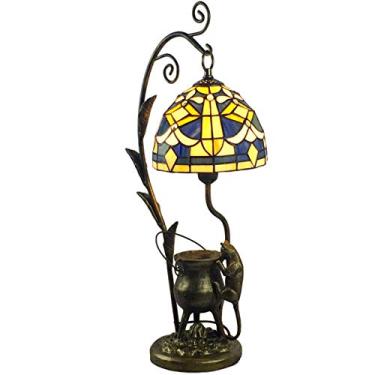 Imagem de Abajur de mesa barroco estilo tiffany abajur de mesa com vitral vintage criativo base de desenho animado luzes de cabeceira para sala de leitura sala de estar quarto café bar, A
