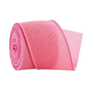 Imagem de Fancyes Fita de Serapilheira para Embrulho de Presente, 5 Metros de Comprimento, Fita Decorativa Rústica com Fio, Fita para Fazer Laço de Natal, Guirlanda, Rosa