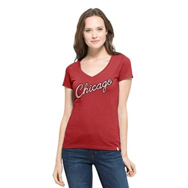 Imagem de NBA Chicago Bulls Camiseta feminina '47 Flanker MVP gola V, GG, Rescue Red