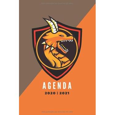 Imagem de AGENDA ESCOLAR 2020-2021: Agenda semana vista (Septiembre 2020 / Agosto 2021) | Planificador semanal (Español) | Calendario | Colegio, secundaria, estudiante | Tapa blanda Gamer Dragón naranja