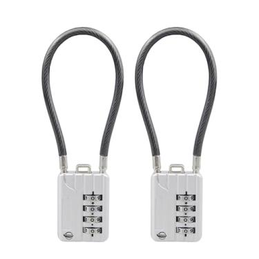 Imagem de Cadeado de combinação de cabo de 4 dígitos, cabo arrojado de 18 cm para armário de academia escolar, capacete, armários de arquivo, caixa de ferramentas, mala de bagagem, mochila, prata, pacote com 2