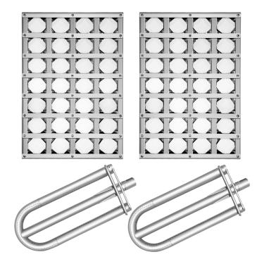 Imagem de OTAMECE Bandeja de briquete 510-0522 com queimador de aço inoxidável 12541 para Alfresco ALX2-30, ALX2-30SZ, briquetes de cerâmica para churrasqueira a gás ao ar livre, conjunto com 2 unidades
